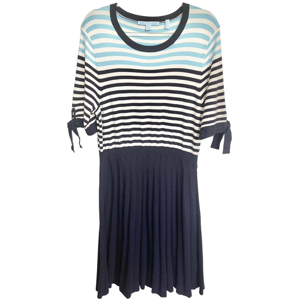 Draper James Sailor Stripe Sweater Knit Dress XL Flounce Skirt Tie Sleeve